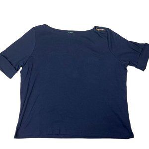 Ralph Lauren Womens Shirt Size‎ 3X Navy Blue Gold Shoulder Zipper Cuffed Sleeves